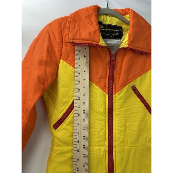 Vintage 70's Spinnerin by Gusti Womens Medium Ski Suit One Piece Orange/Yellow - Picture 7 of 16